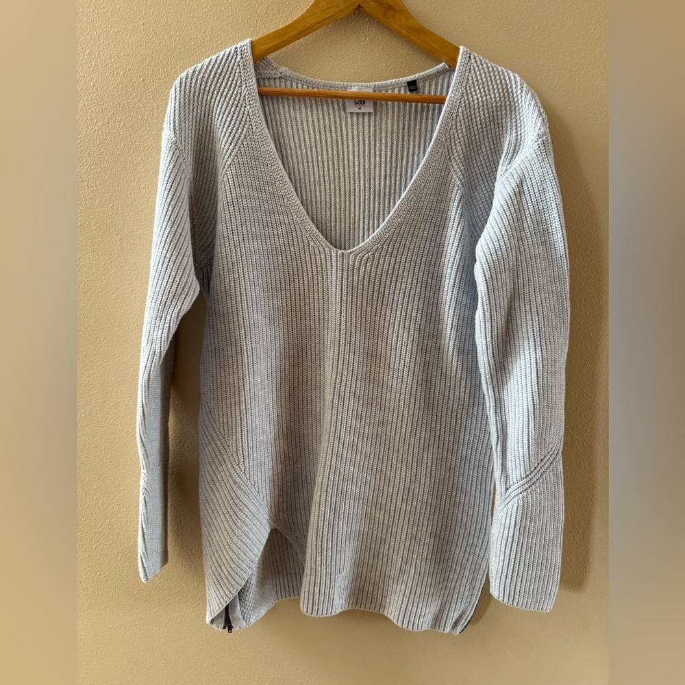 CAbi Light Gray V-Neck Sweater
